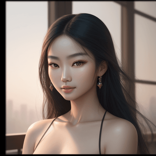 AI generated: high definition photo, stunning Asian model, close-up, in the style of Asian beauty standards, photo...