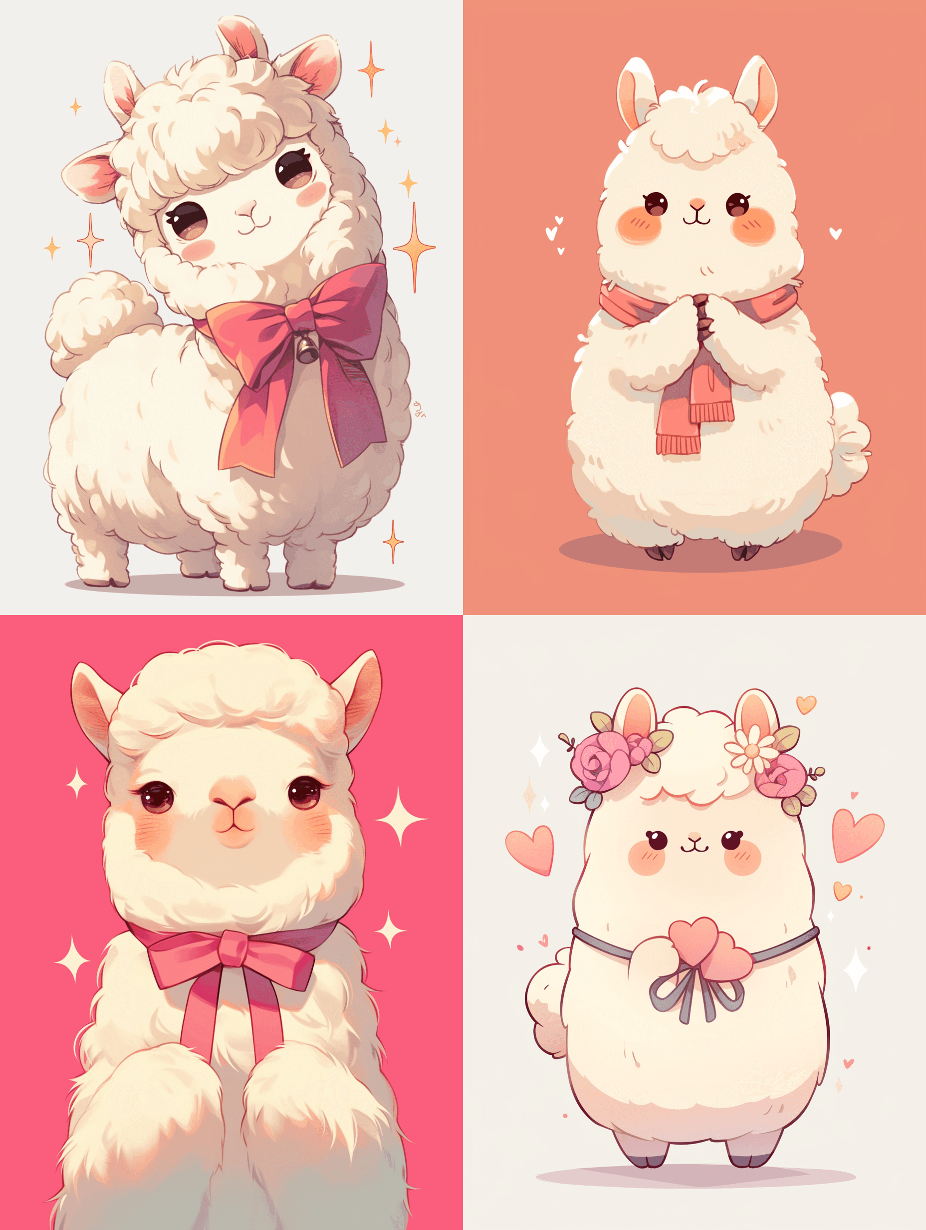 AI generated: A cute, kawaii spiritual llama, vector, no background --s 180
