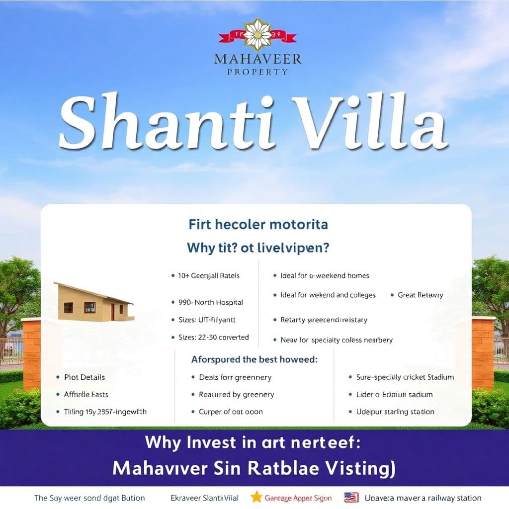 AI generated: "Design a professional real estate poster for Mahaveer Property promoting Shanti Villa in Eklingpura...
