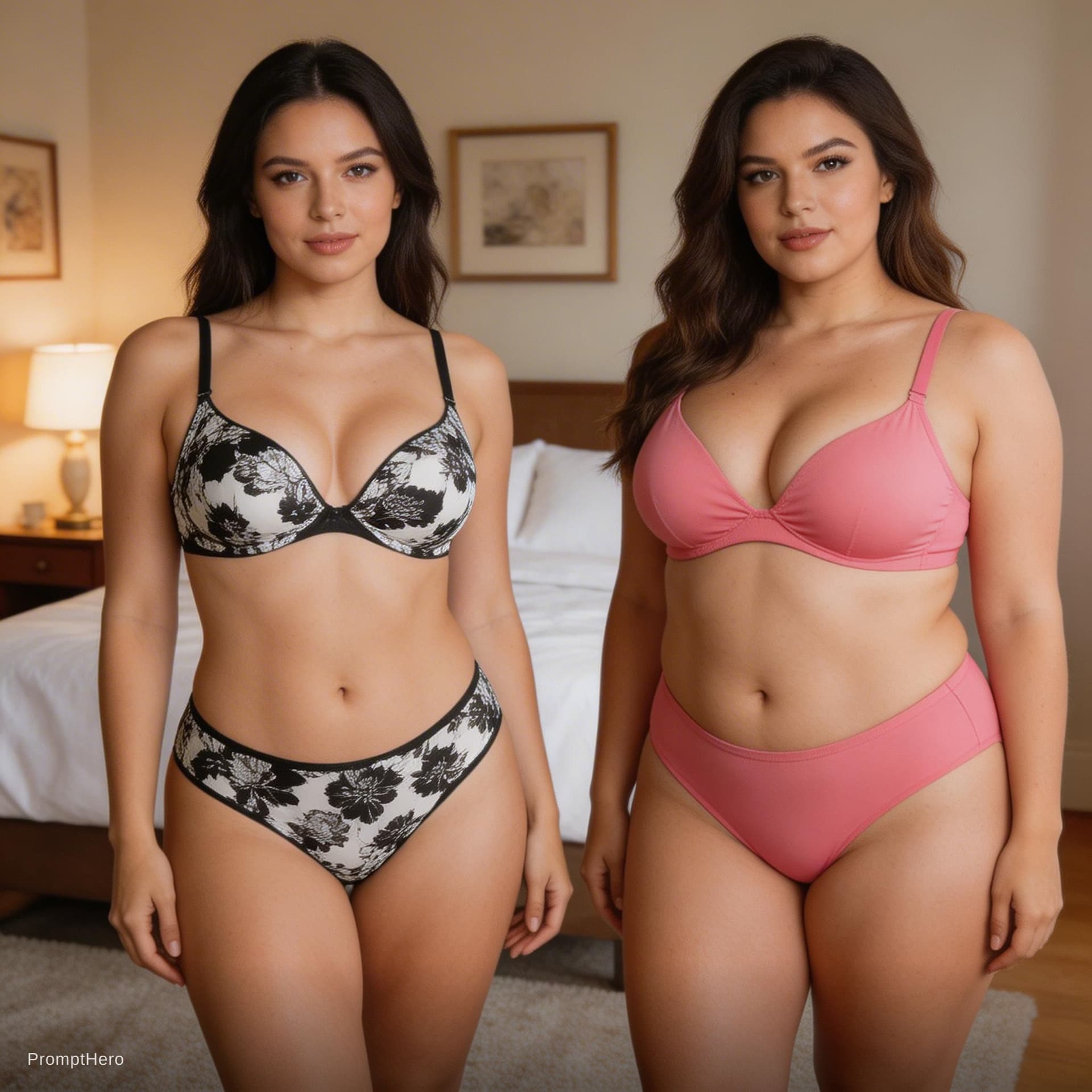 AI generated: The woman wearing a mix colour bra and panty with bust size is 32dd and figure shown as photo and ot...