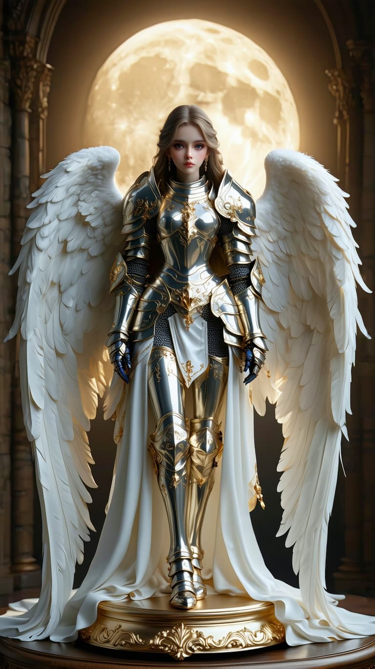 AI generated: a professional photo of a exceptionally beautiful porcelain figurine, {ten year old}, (16 inch figur...