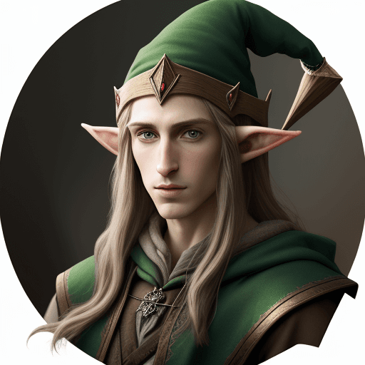 AI generated: the portrait of a half elf wizard named simon wearing a wizard hat