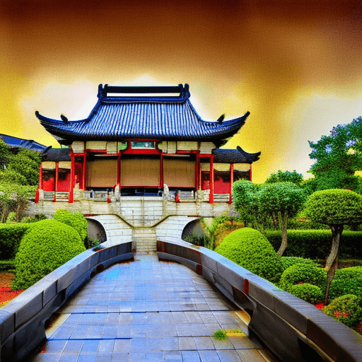 AI generated: dream like world, chinese garden architecture,suzhou style,white clouds lingering,seven fairies,surr...