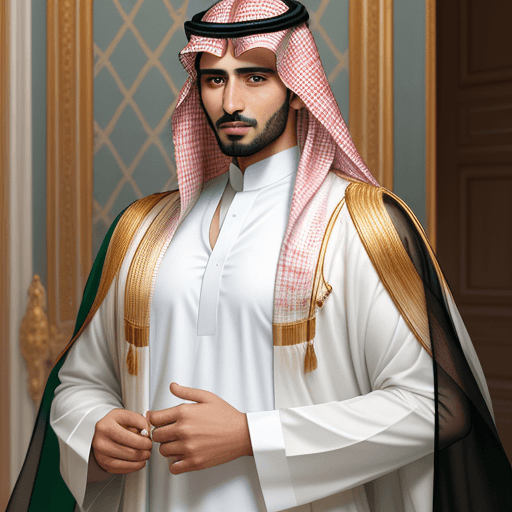 AI generated: A royal saudi man wearing traditional saudi clothes