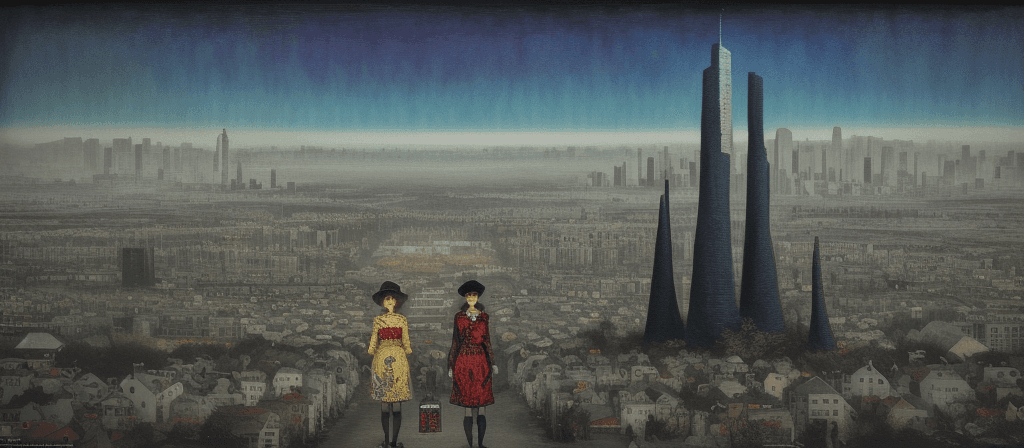 AI generated: horror landscapes and cityscapes impressionistic ist art style folk art in an impressionistic style ...