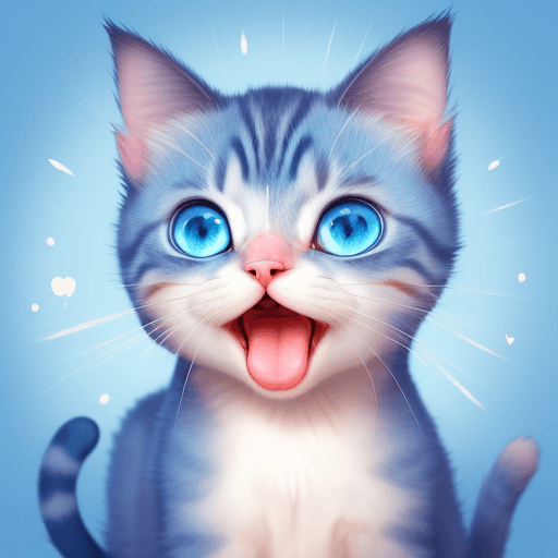 AI generated: Cute cartoon female cat with beautiful blue eyes, open wide mouth, tears rolling down all over face,...
