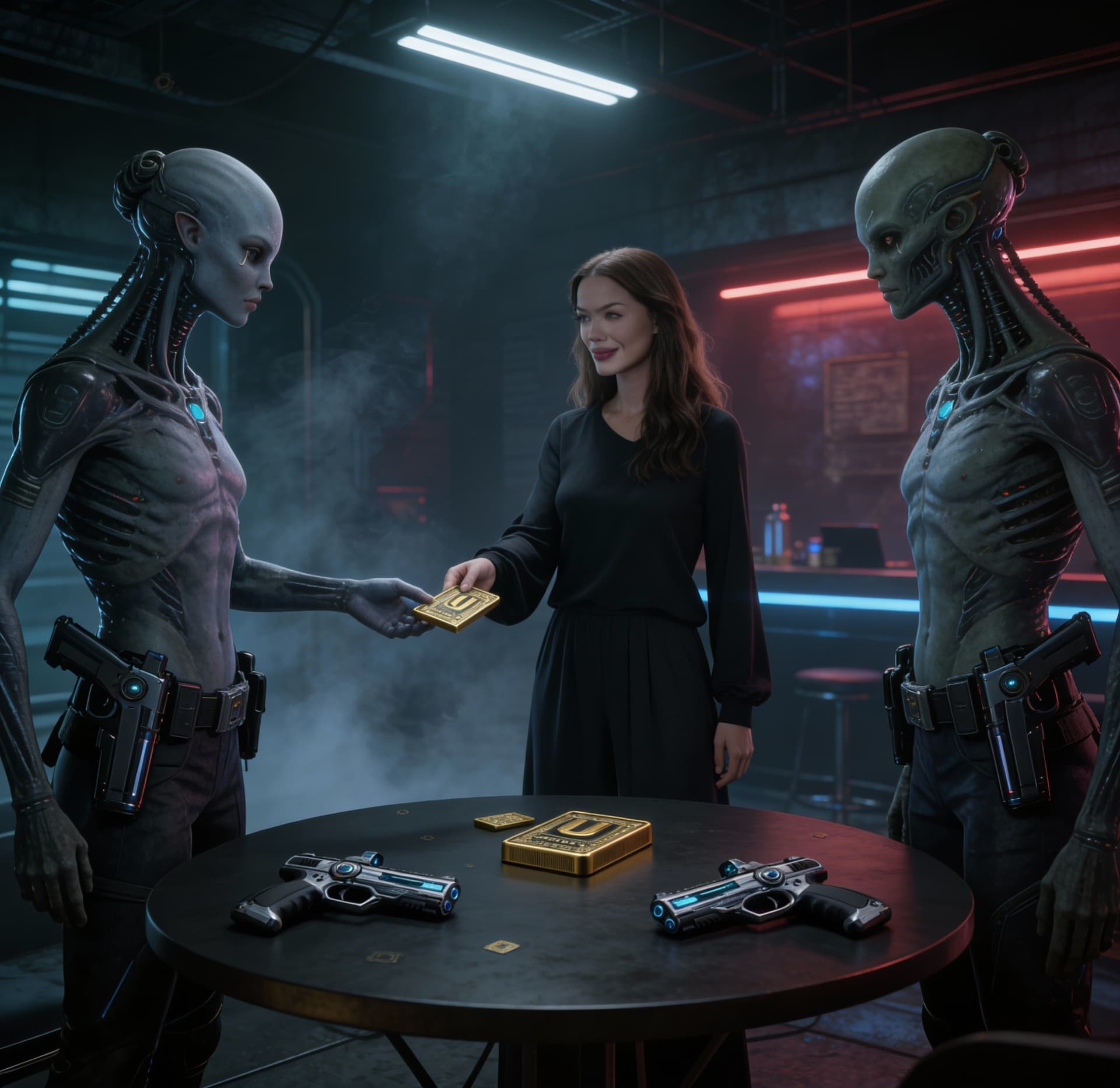 AI generated: Be inspired and create from the reference images, a Sci-Fi view of a futuristic underworld. Use the ...