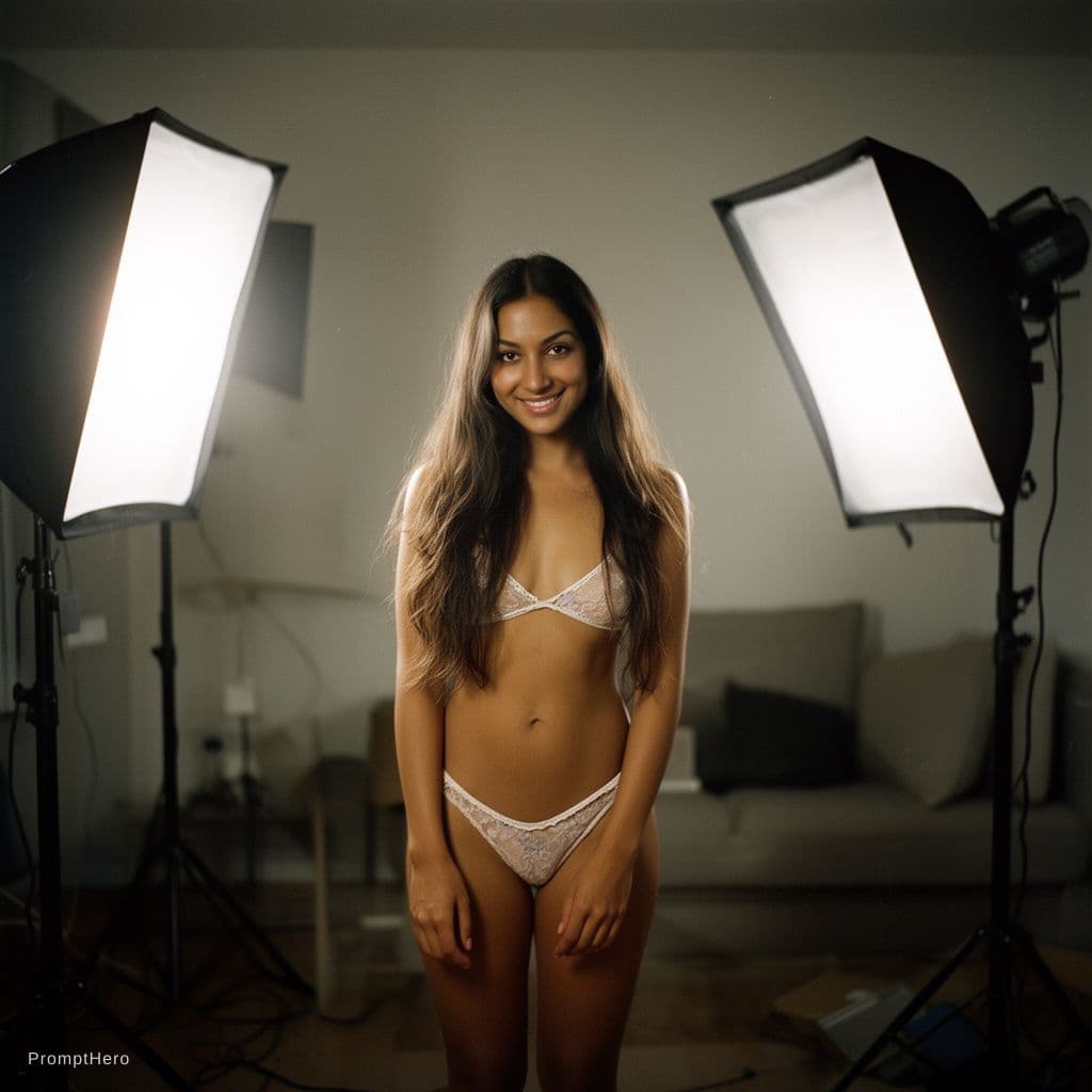 AI generated: ( american :1.1) 23 year old (beautiful (1.1) naked  (girl:1.1) long hair (nipples)unshaven (dark:1....