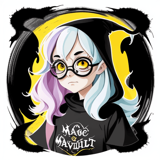 AI generated: 	A detailed illustration face evil witch ,magic, t-shirt design, yellow and black , dark magic splas...