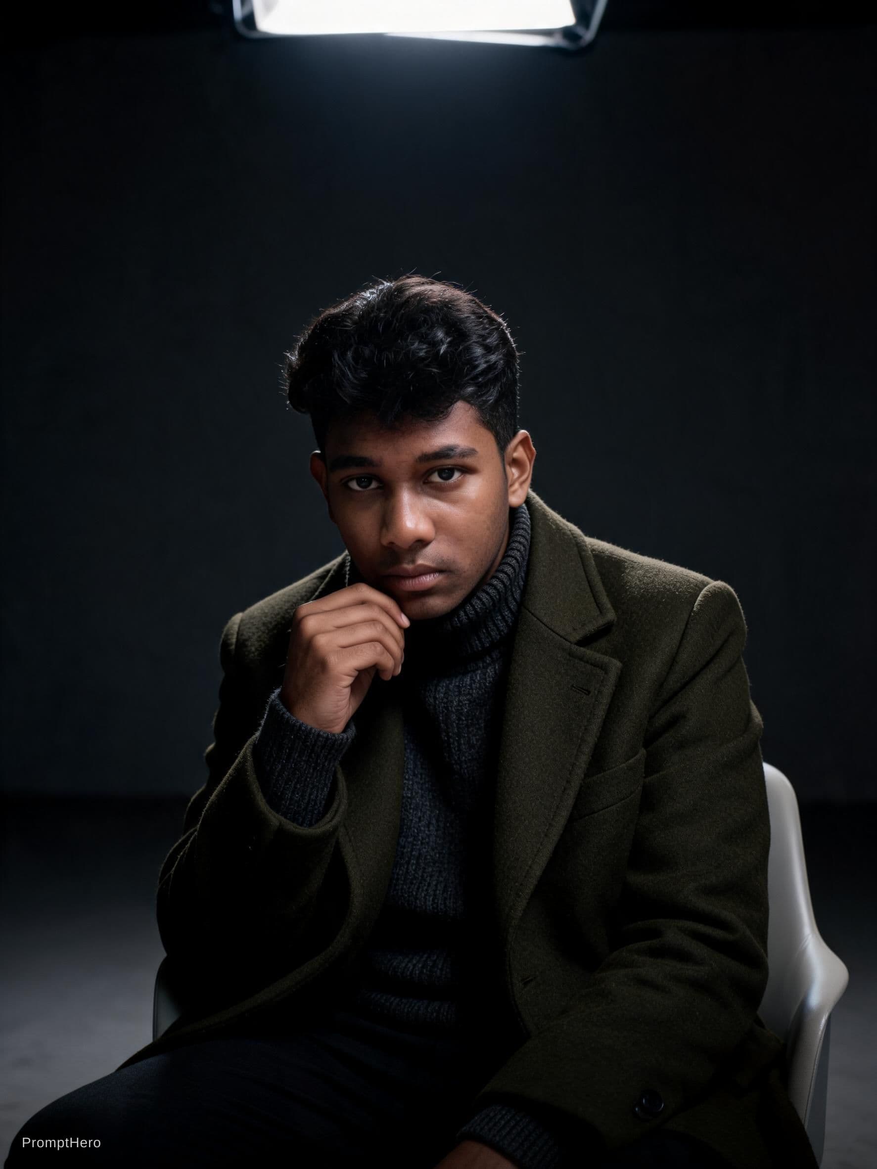 AI generated: high-end portrait photography, editorial studio photography, cinematic color grading, vertical compo...