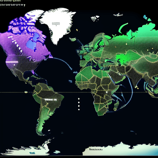 AI generated: 
World map photo, with dots of financial markets, 4k, with neon numbers in trend alsiste
