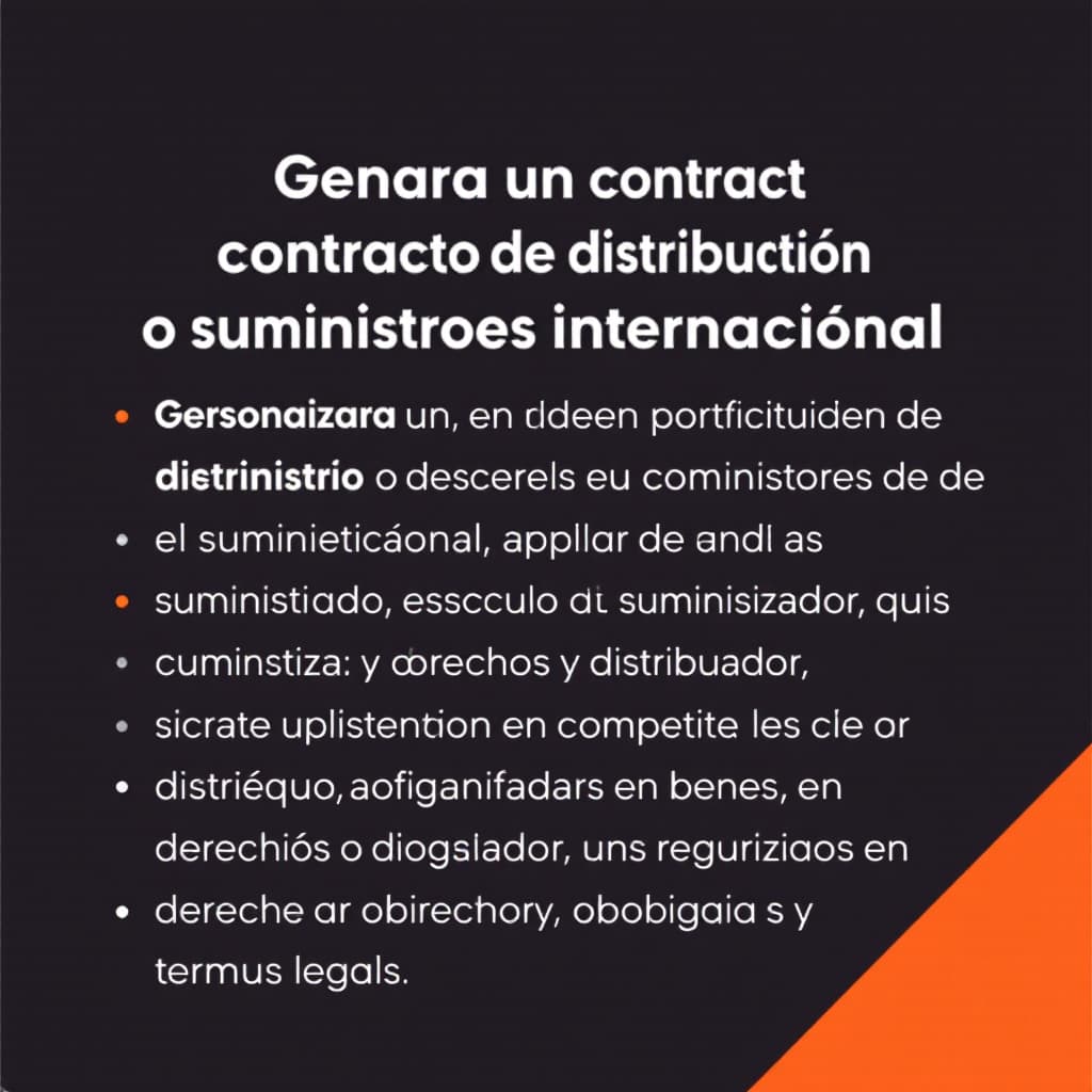 AI generated: Generar un contrato de distribución o suministro internacional personalizado, adaptado a las necesid...