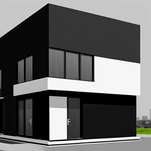 AI generated: A modern design with minimalistic building, black & white monochromatic color on exterior walls, geo...
