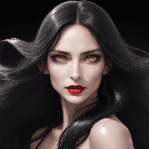 AI generated: A high-resolution photo of a fit model possessing long flowing black hair, healthy shine reflective ...