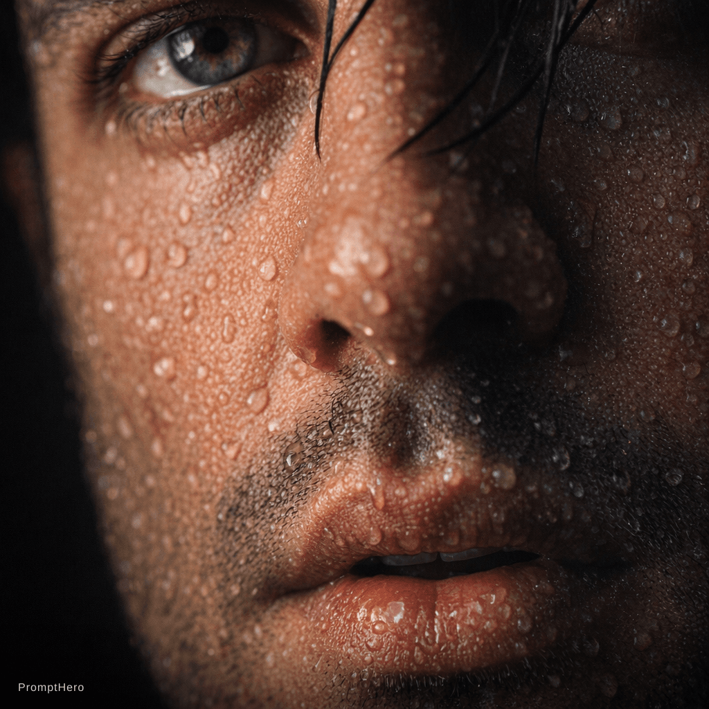 AI generated: {
  "title": "Ultra-Realistic Close-Up Portrait with Water Droplets",
  "intent": "Capture an extr...