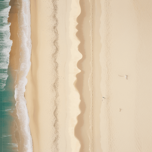 AI generated: minimalistic modern painting of an Aerial view of a serene australian  beach with crystal clear wate...