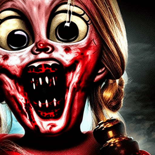 AI generated: Horror Annabelle,demon,bloody face,scary,scary
