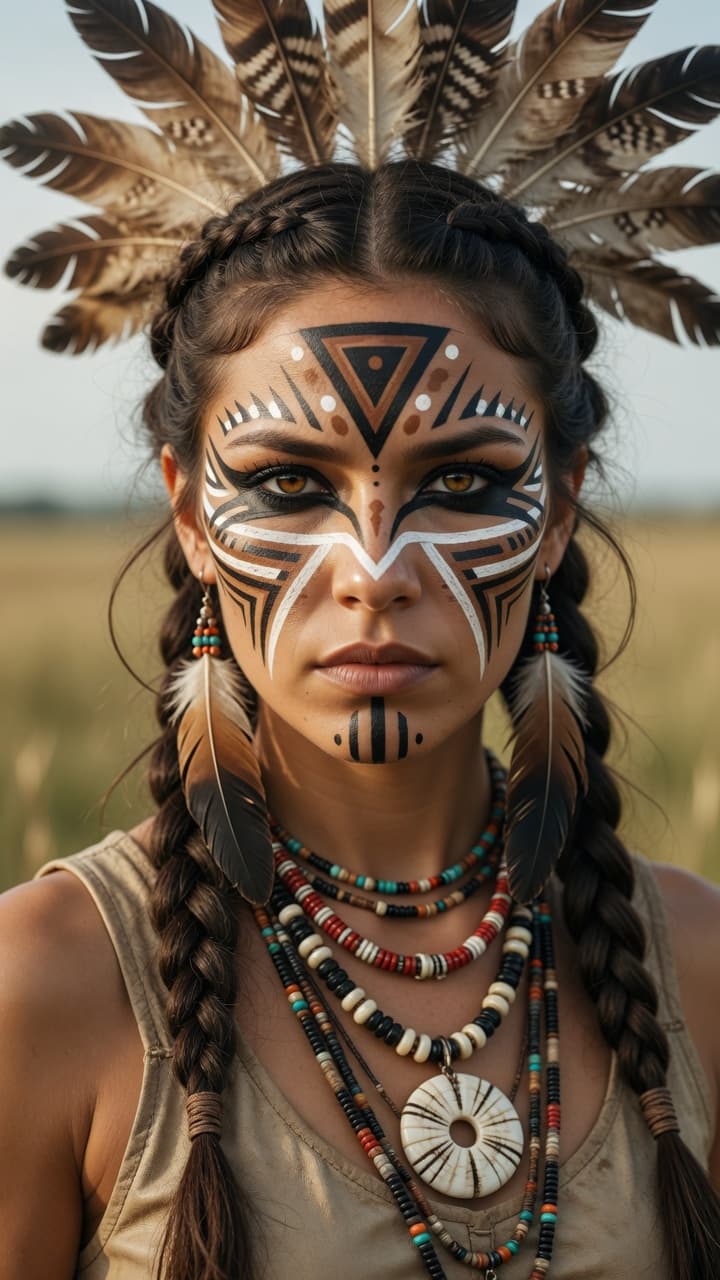 AI generated: Ultra-realistic National Geographic level close-up portrait photograph of a striking young woman in ...