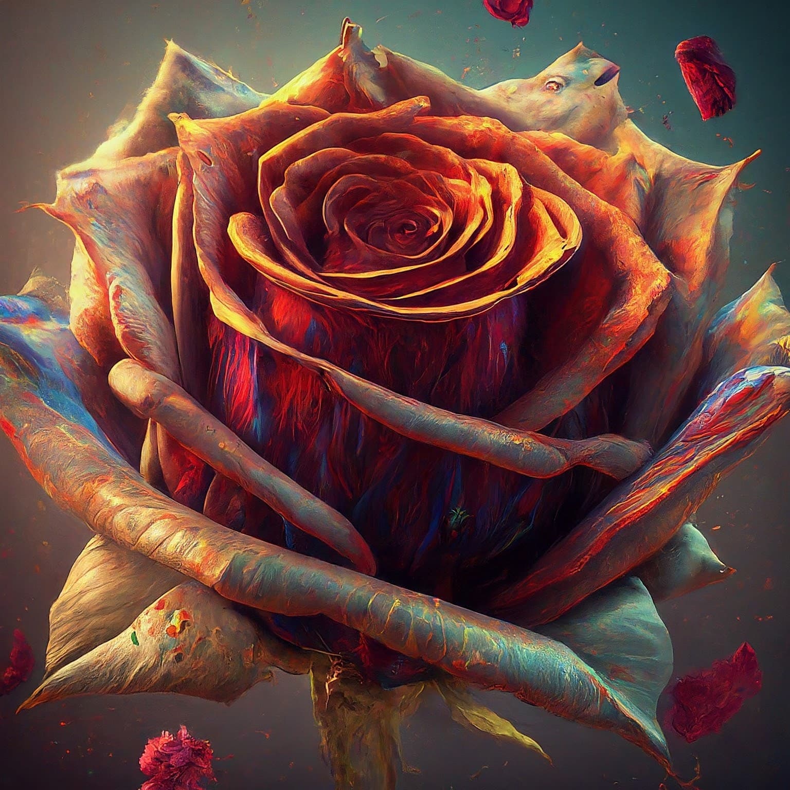 AI generated: The sky split, and it became a rose like paint.