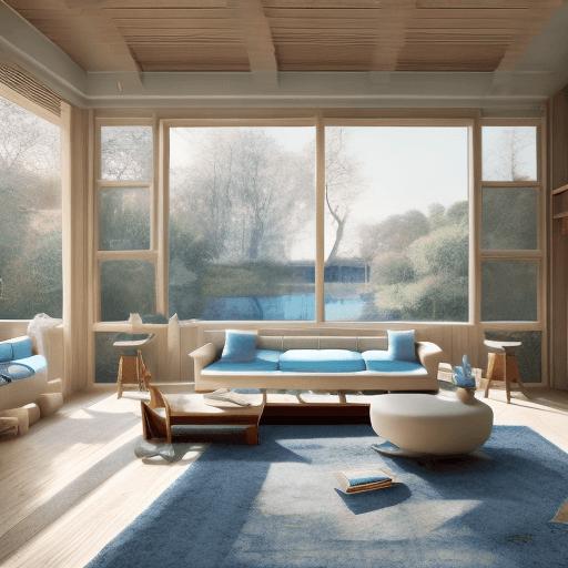 AI generated: High resolution photography interior design, dreamy sunken living room conversation pit, wooden floo...