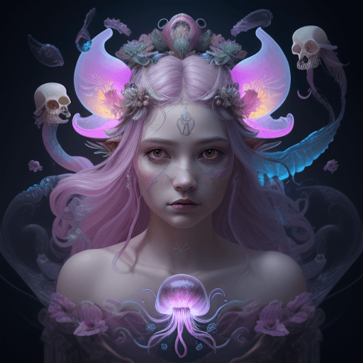 AI generated: crie uma logo-marca da letra A com fundo rosa Goddess close-up portrait ribcagel. jellyfish phoenix ...