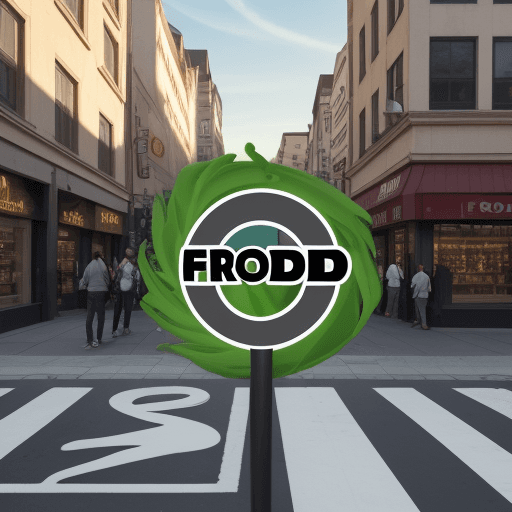 AI generated: The frod logo is hidden in the middle of a busy street
