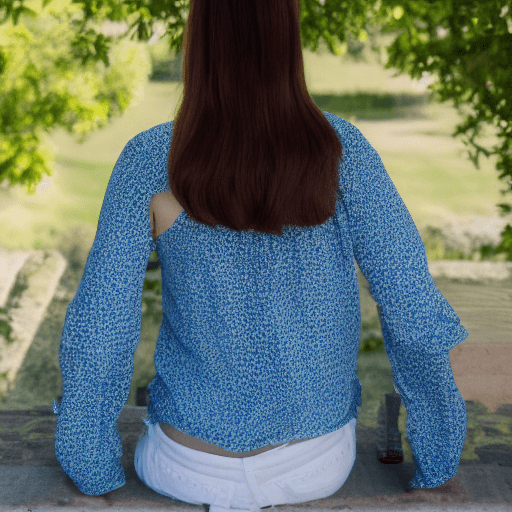 AI generated: Portrait of a beautiful Spanish lady, with natural color hair, view from back, in a summer outside, ...