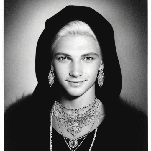AI generated: Old black and white photography of (Anton Hofreiter), expensive jewelry, looking into the camera, sm...