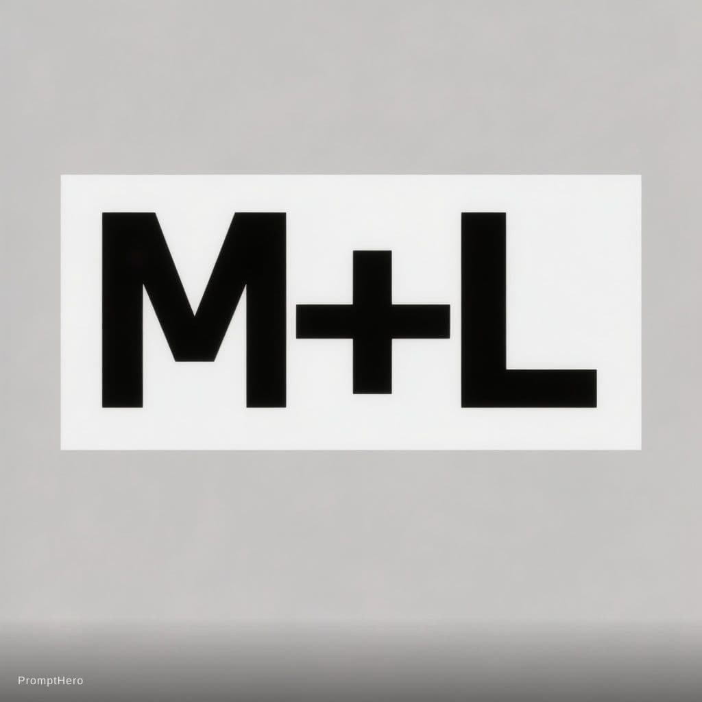 AI generated: create a pattern the text "M+L" in black on white. The pattern should fit exactly into itself on eve...