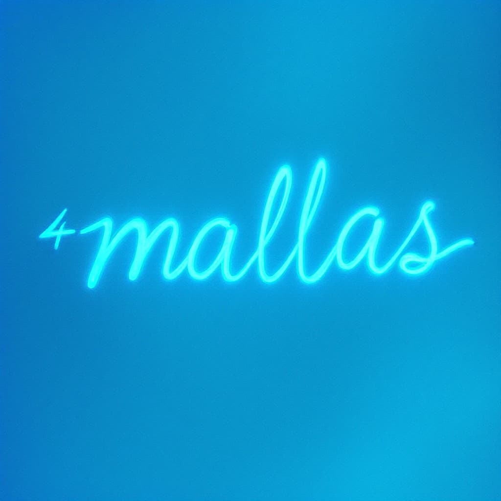 AI generated: escribir la palabra 4
 MALLAS
  bioluminiscente color azul en letra mayúscula modo estético tranquil...