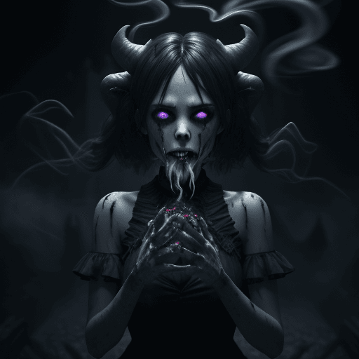 AI generated: 3d render smoke swirling horror female demon Ghost dripping plasma, disintegrating, ghost in swirlin...