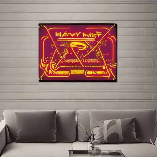 AI generated: heavy metal music poster retro 80's neon