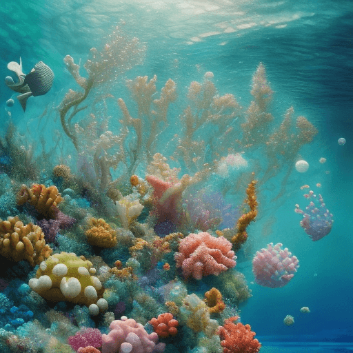 AI generated: pictures of beautiful sea backgrounds where space plants grow in hyperrealistic, cinematic, rich col...