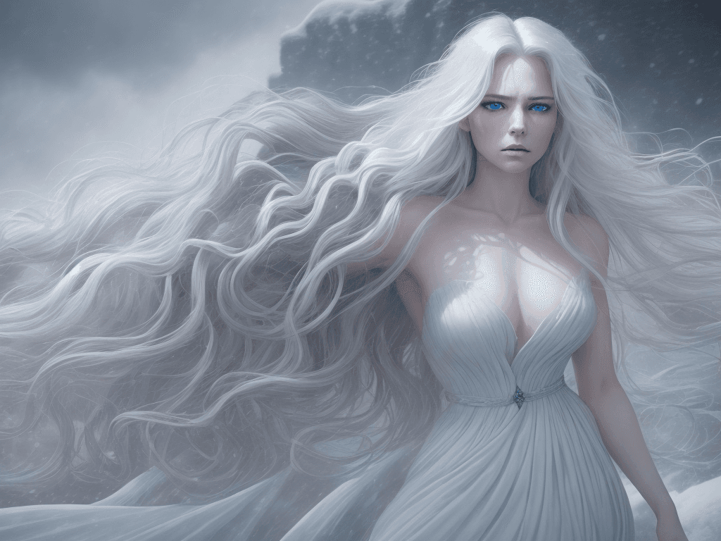 AI generated: a breathtaking portrait of a woman with an aura of mystique, set against a backdrop of intense drama...
