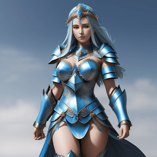 AI generated: goddess, blue armor