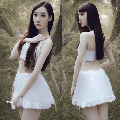 AI generated: a gorgeous girl with delicate features,full body,sliver big eyes,pale white skin,Gauze skirt, slende...