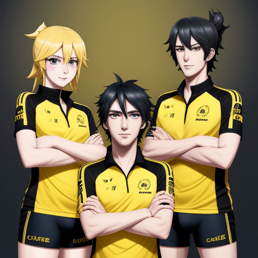 AI generated: esport team with yellow jersey, anime style