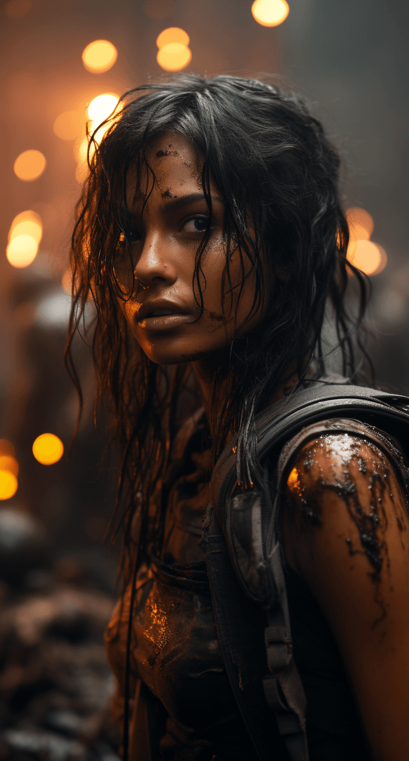 AI generated: a new trailer tv series shows the main character, in the style of post-apocalyptic ruins, beautiful ...