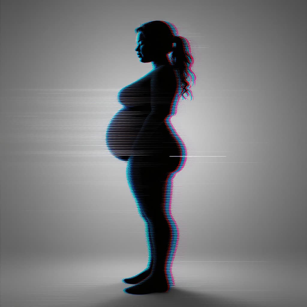 AI generated: glitch art with linear distortion, horizontal scan lines and digital interference, vertical portrait...