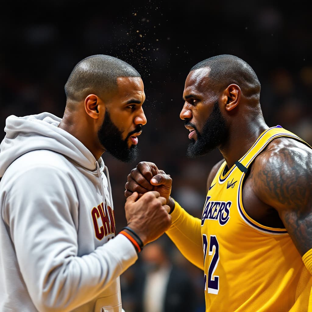 AI generated: Drake and LeBron James fighting