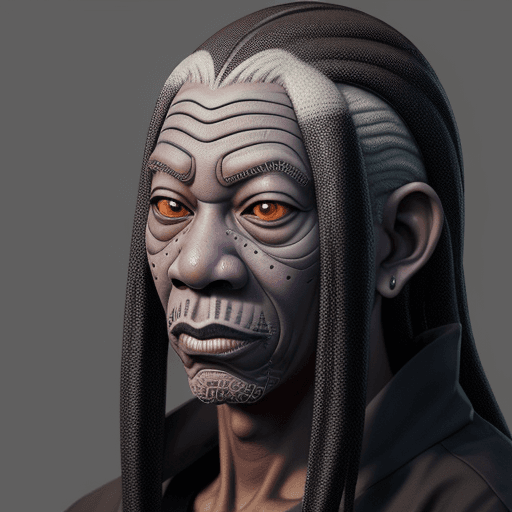 AI generated: A photorealistic image of orochimaru with morgan freeman face