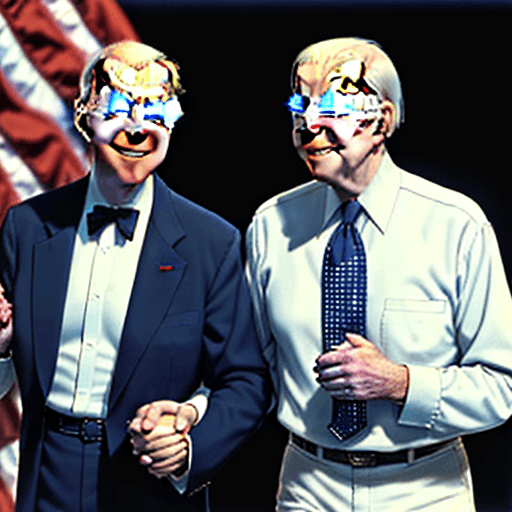 AI generated: Joe Biden holds hands with jimmy carter, peanut farmer. party like it's Jimmy Carter presidency 1981...