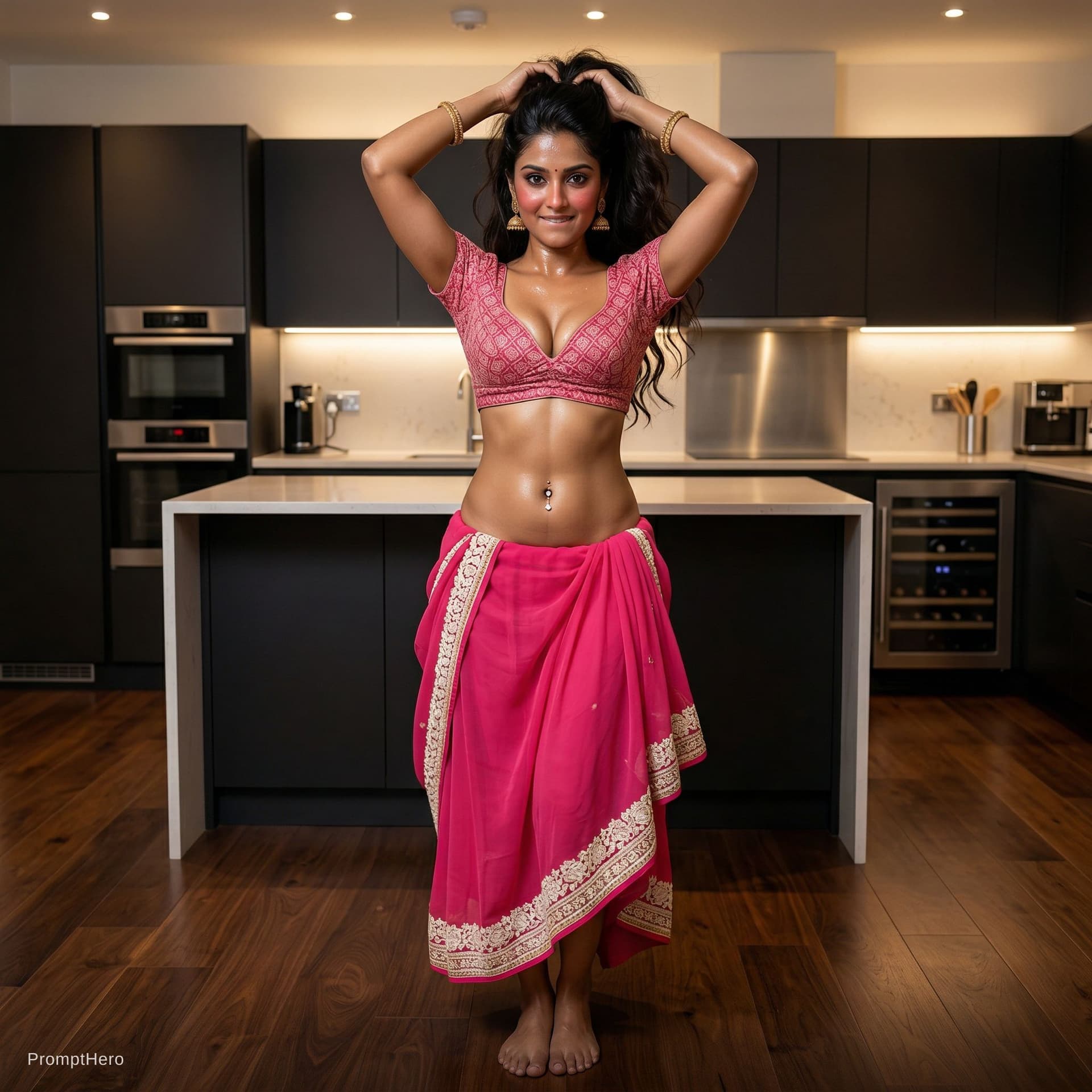 AI generated: Use the women in image, full body view from head to toe, no cropping whatsoever, complete legs and f...