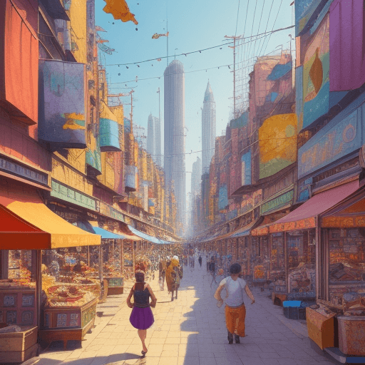 AI generated: An animated city with vibrant colors and bustling activity fades in