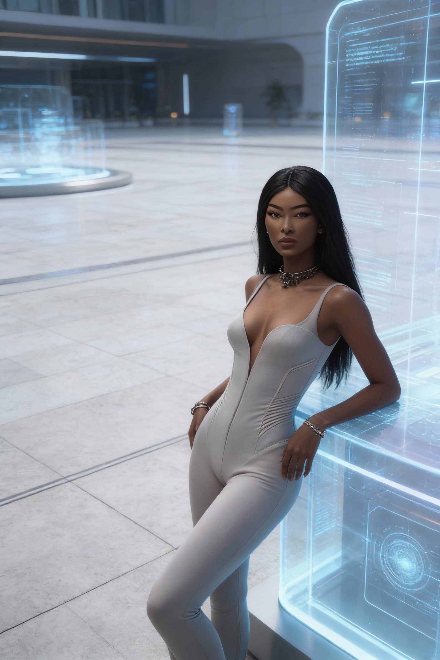 AI generated: Create a new image of the reference character: this AI Female. Match the character in the Reference ...