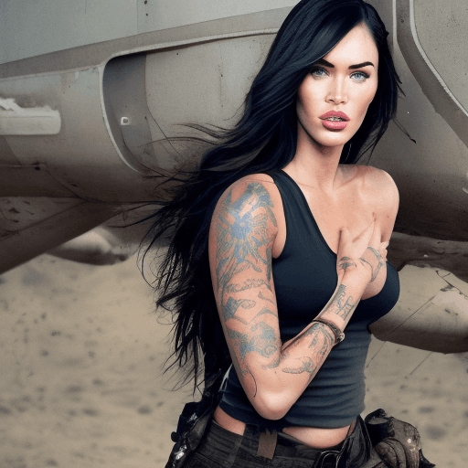 AI generated: megan fox in military 8k