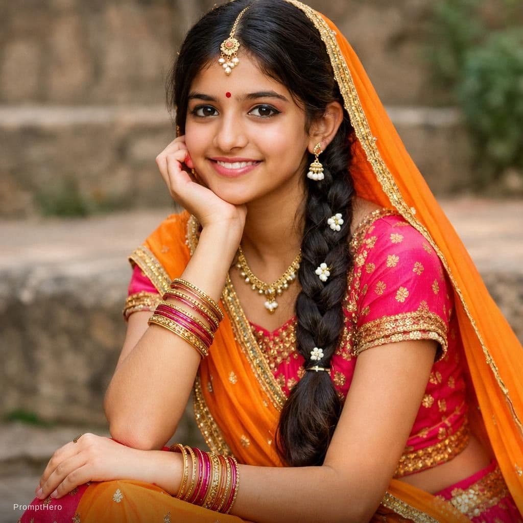 AI generated: a teen indian girl with a traaditional dress