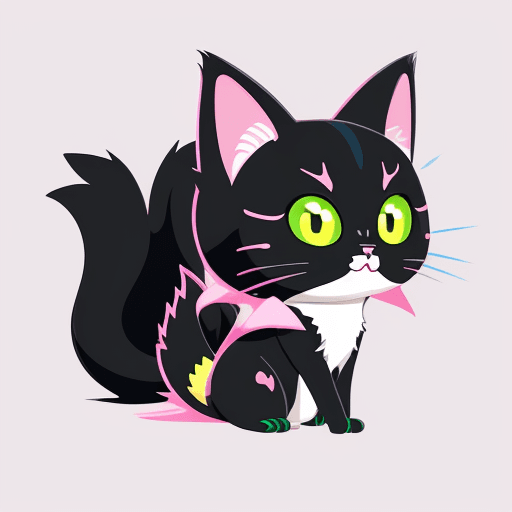 AI generated: Cute Vector | Vector cat character for t-shirt design, pink, blue, yellow, green colored, clean and ...