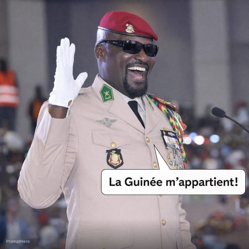 AI generated: Il souriat et apres il rigol il dit la guinée m'apartient