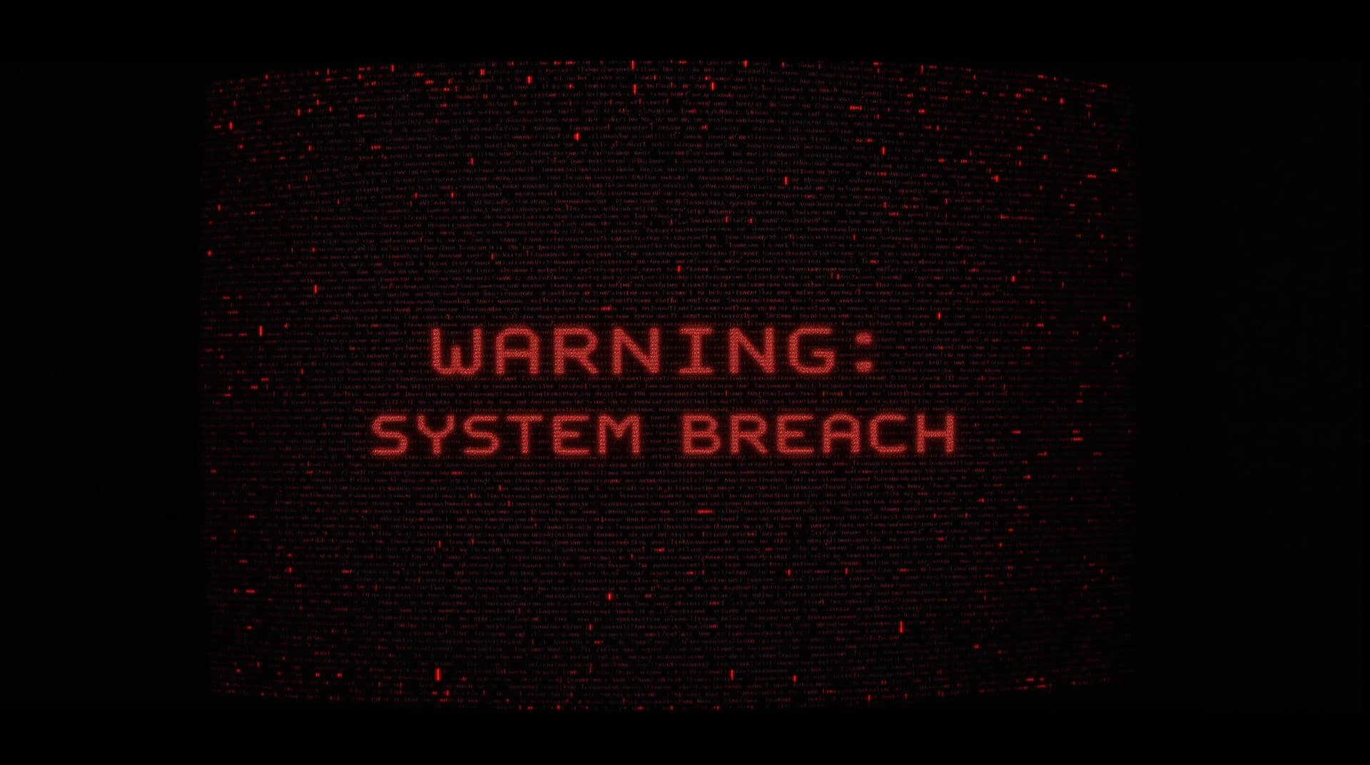 AI generated: Analog CRT TV screen with severe static distortion, 'WARNING: SYSTEM BREACH' in glowing red pixels f...